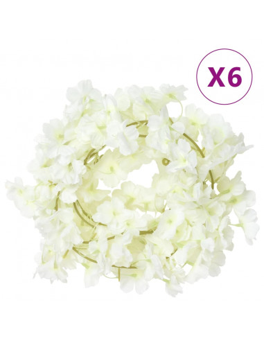 Ghirlande Fiori Artificiali 6 pz Bianco 180cm
