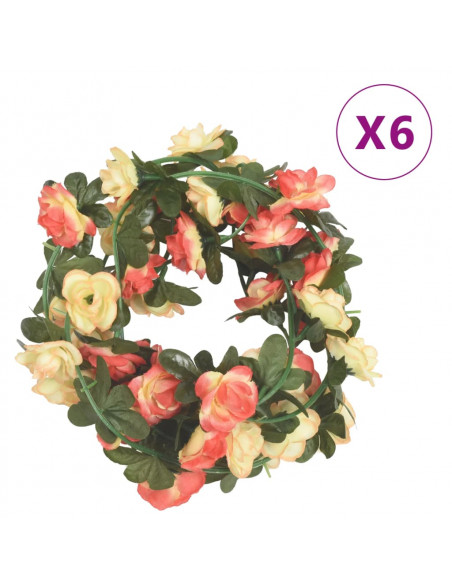 Ghirlande Fiori Artificiali 6 pz Rosato e Champagne 240cm