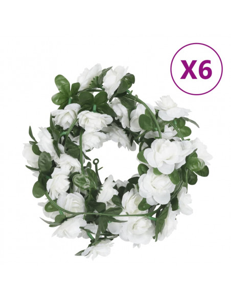 Ghirlande Fiori Artificiali 6 pz Bianco 240cm