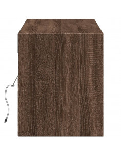 Mobile TV a Parete con Luci LED Rovere Marrone 140x31x38 cm 2
