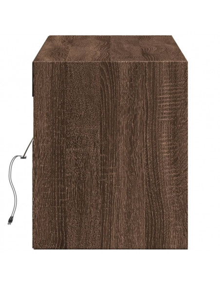 Mobile TV a Parete con Luci LED Rovere Marrone 140x31x38 cm