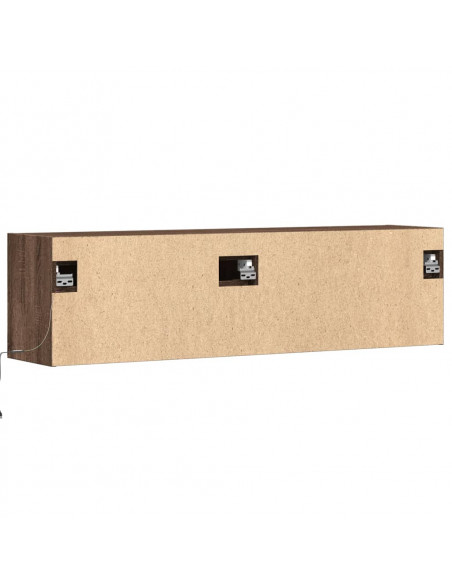 Mobile TV a Parete con Luci LED Rovere Marrone 140x31x38 cm