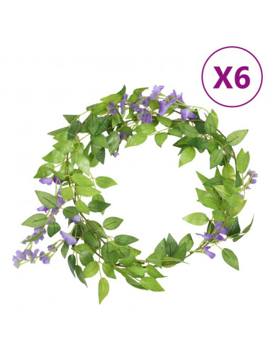 Ghirlande Fiori Artificiali 6 pz Viola 200cm