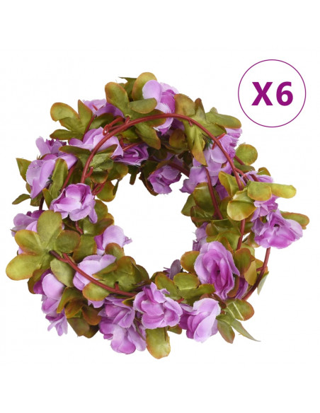 Ghirlande Fiori Artificiali 6 pz Viola Chiaro 250cm