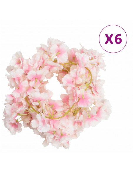 Ghirlande Fiori Artificiali 6 pz Rosa Chiaro 180cm