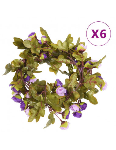 Ghirlande Fiori Artificiali 6 pz Viola Chiaro 215cm