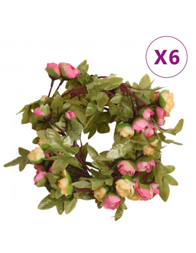 Ghirlande Fiori Artificiali 6 pz Rosa 215cm