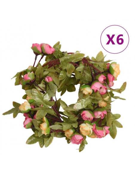 Ghirlande Fiori Artificiali 6 pz Rosa 215cm