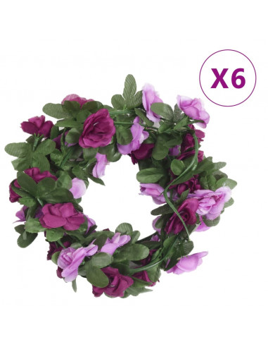 Ghirlande Fiori Artificiali 6 pz Viola Chiaro Primaverile 250cm