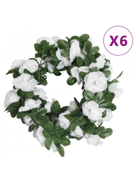 Ghirlande Fiori Artificiali 6 pz Bianco Primaverile 250cm