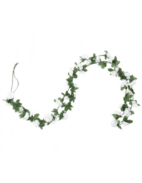 Ghirlande Fiori Artificiali 6 pz Bianco Primaverile 250cm