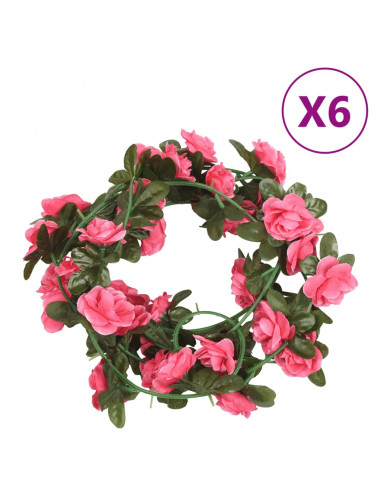 Ghirlande Fiori Artificiali 6 pz Rosso Rosa 240cm
