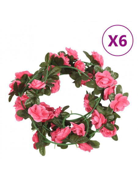 Ghirlande Fiori Artificiali 6 pz Rosso Rosa 240cm