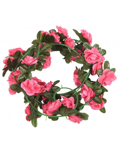 Ghirlande Fiori Artificiali 6 pz Rosso Rosa 240cm