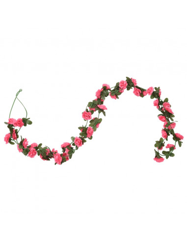Ghirlande Fiori Artificiali 6 pz Rosso Rosa 240cm
