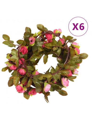 Ghirlande Fiori Artificiali 6 pz Rosato 215cm