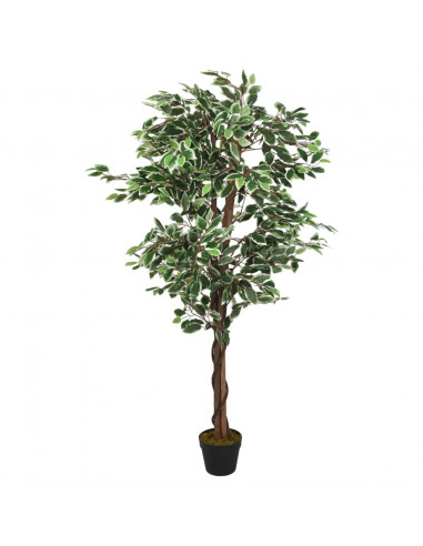 Albero di Ficus Artificiale 630 Foglie 120 cm Verde