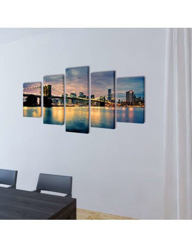 Set Stampa su Tela da Muro Vista Ponte di Brooklyn 200x100 cm