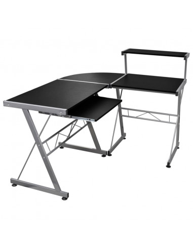 Scrivania Computer Angolare Nera 132x112x99cm Legno Multistrato