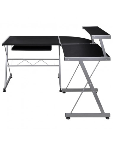 Scrivania Computer Angolare Nera 132x112x99cm Legno Multistrato