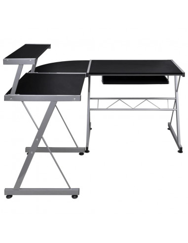 Scrivania Computer Angolare Nera 132x112x99cm Legno Multistrato