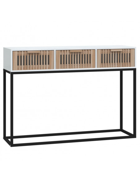 Tavolino Consolle Bianco 105x30x75 cm Legno Multistrato e Ferro