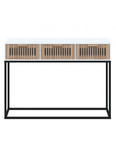 Tavolino Consolle Bianco 105x30x75 cm Legno Multistrato e Ferro