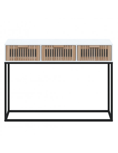 Tavolino Consolle Bianco 105x30x75 cm Legno Multistrato e Ferro