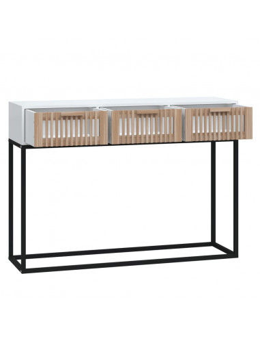 Tavolino Consolle Bianco 105x30x75 cm Legno Multistrato e Ferro