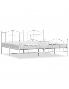 Giroletto con Testiera e Pediera Metallo Bianco 200x200 cm 2