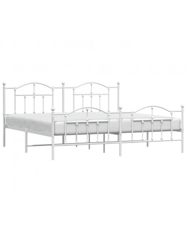 Giroletto con Testiera e Pediera Metallo Bianco 200x200 cm