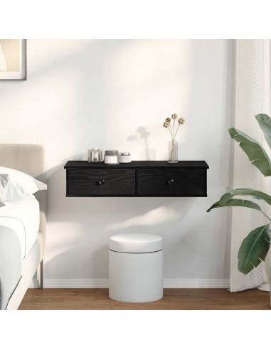 Scaffale a Parete con Cassetti Nero 80x31x17 cm in Truciolato