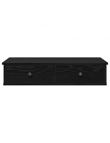 Scaffale a Parete con Cassetti Nero 80x31x17 cm in Truciolato