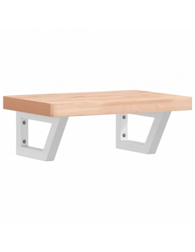 Ripiano a Parete per Lavabo in Acciaio e Massello di Faggio