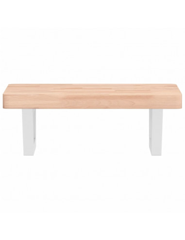 Ripiano a Parete per Lavabo in Acciaio e Massello di Faggio