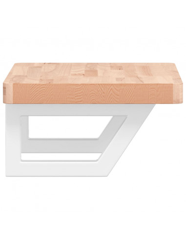 Ripiano a Parete per Lavabo in Acciaio e Massello di Faggio