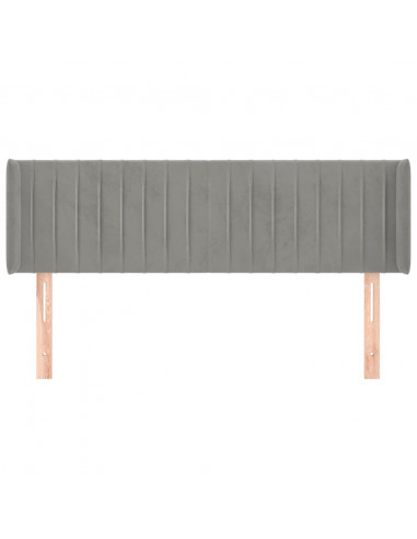 Testiera ad Orecchio Grigio Chiaro 147x16x78/88 cm in Velluto