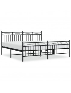 Giroletto con Testiera e Pediera Metallo Nero 183x213 cm 2