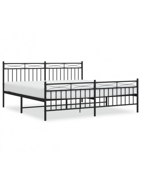 Giroletto con Testiera e Pediera Metallo Nero 183x213 cm