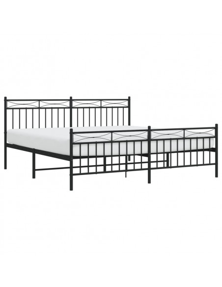 Giroletto con Testiera e Pediera Metallo Nero 183x213 cm