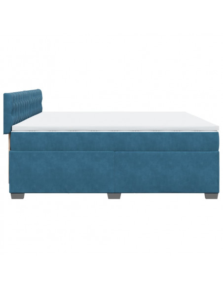 Giroletto a Molle con Materasso Blu 200x200 cm in Velluto