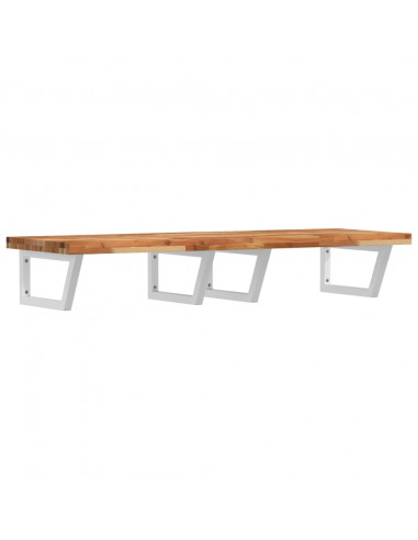 Ripiano a Parete per Lavabo in Acciaio e Massello di Acacia