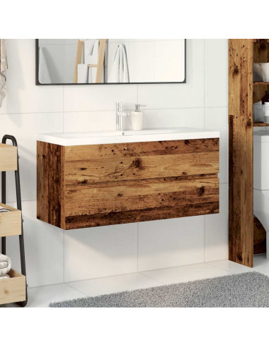 Mobile Bagno con Lavabo Integrato Legno Antico 101x39,5x49 cm