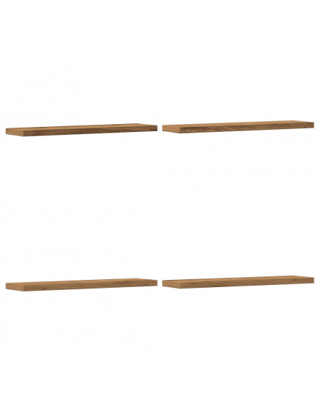 Mensole Parete 4pz Rovere Artigianale 40x10x1,5cm in Truciolato