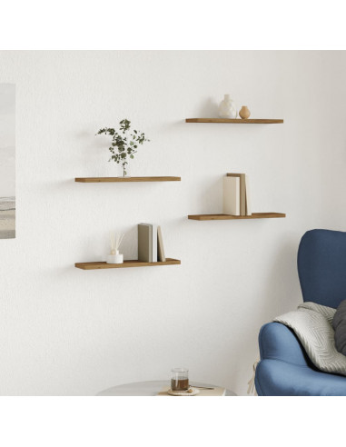 Mensole Parete 4pz Rovere Artigianale 40x10x1,5cm in Truciolato