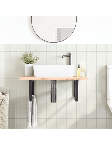 Reggimensole per Lavabo 2 pz Nere Trapezio in Acciaio