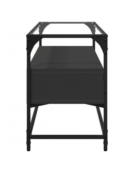 Mobile TV con Piano in Vetro Nero 98x35x51 cm Legno Multistrato