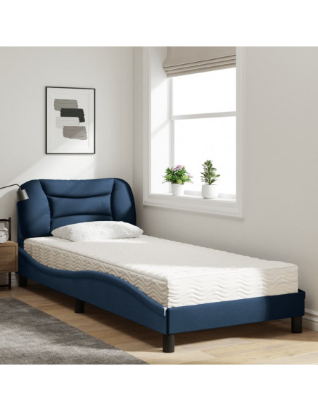 Letto con Materasso Blu 90x190 cm in Tessuto
