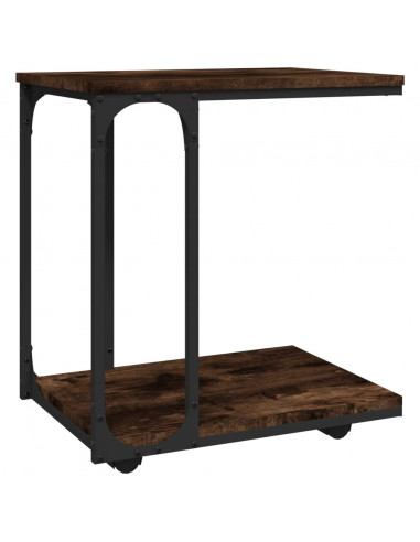 Tavolino con Ruote Rovere Fumo 50x35x55,5 cm Legno Multistrato