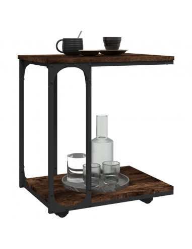 Tavolino con Ruote Rovere Fumo 50x35x55,5 cm Legno Multistrato